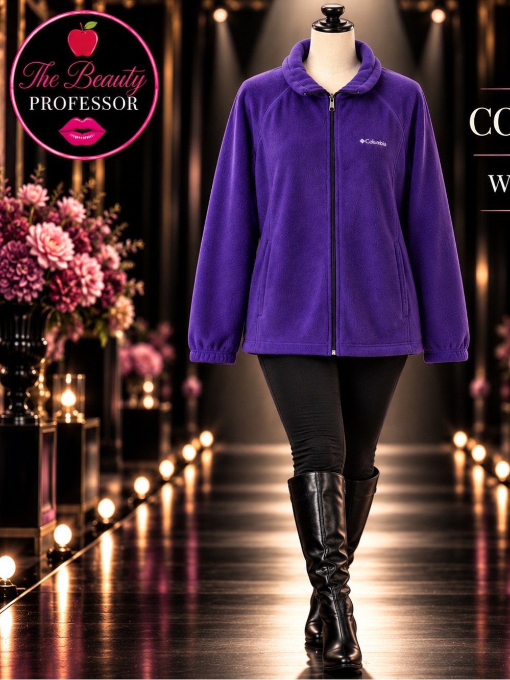 Columbia Women’s 1x Purple Full Zip Fleece Jacket Cozy Outdoor Layer